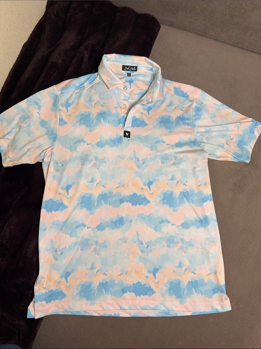 Bad Birdie Pastel Camo Golf Polo Stretch Performance Shirt Men M